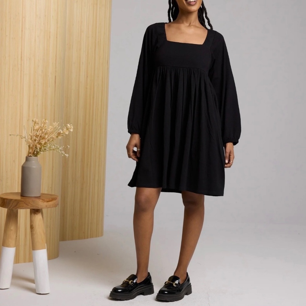 NWT Known Supply Ambrose Dress | Black Long Sleeve Mini | 100% Organic Cotton